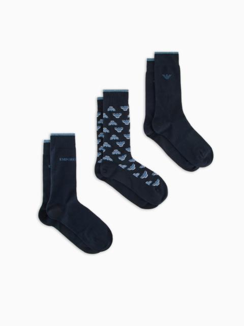 EMPORIO ARMANI GIFT PACK OF 3 SOCKS WITH JACQUARD LOGO