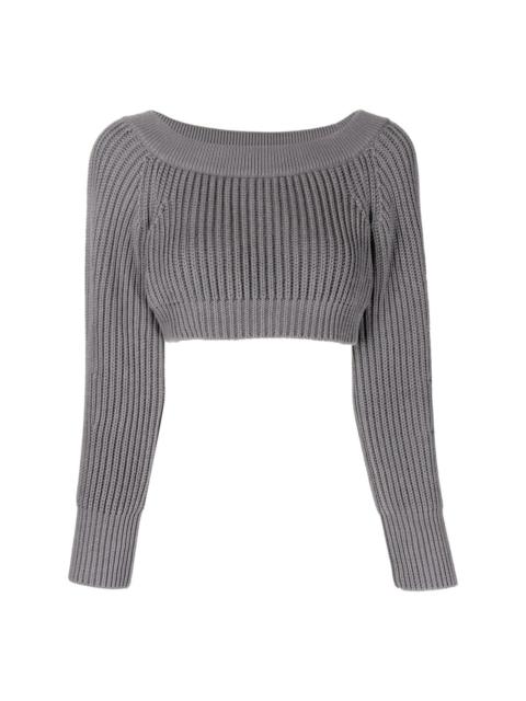 ribbed-knit cropped sweatshirt