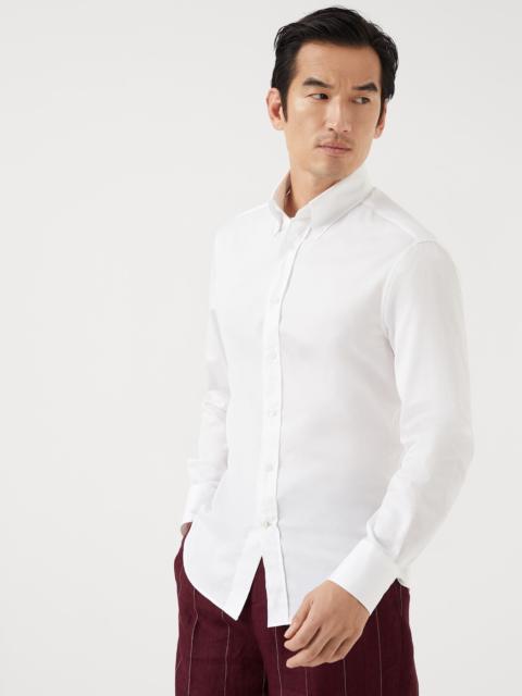 Twill slim fit shirt with button-down collar