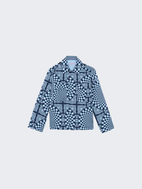 BLUEMARBLE Folk Checkerboard Print Overshirt Blue