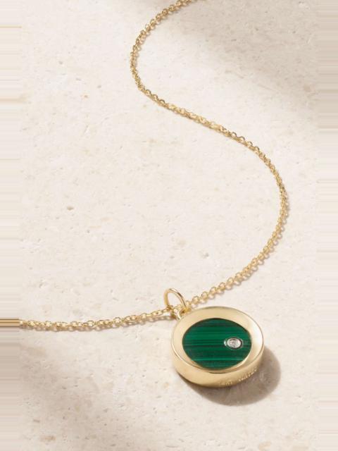 MATEO 14-karat gold, malachite and diamond necklace