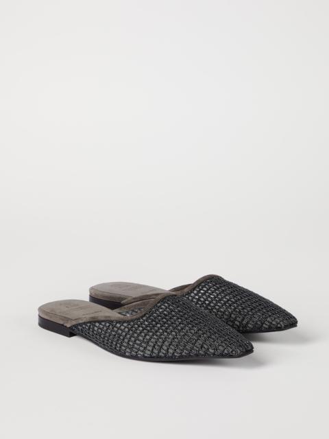 Brunello Cucinelli Precious net embroidery mules in suede