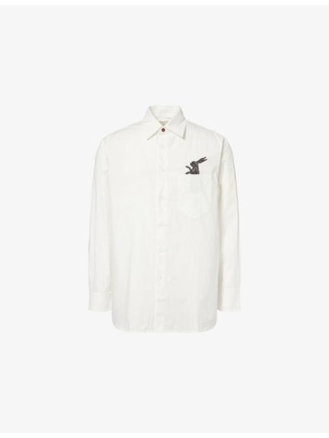 Paul Smith Embroidered-Rabbit Long-Sleeve Cotton Shirt