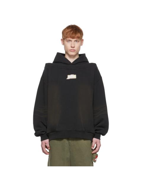 We11done Black Cotton Hoodie