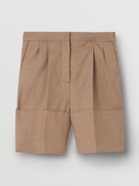 Burberry Cuff Detail Wool Tailored Shorts