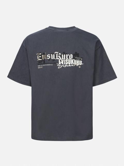 EVISU Metallic Logo Print Boxy Fit  T-shirt