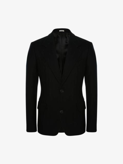 Alexander McQueen Herringbone Lace Detail Jacket in Black