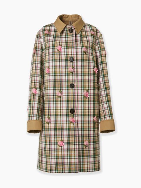 CAROLINA HERRERA Floral-Embroidered Plaid Coat