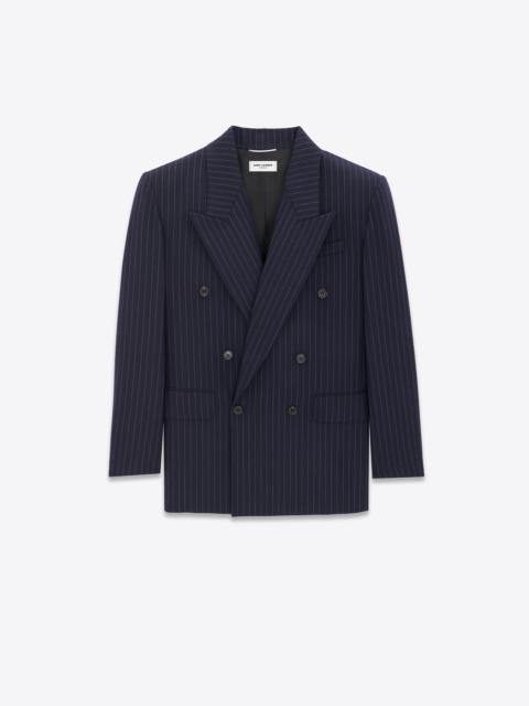 SAINT LAURENT oversized jacket in rive gauche striped flannel