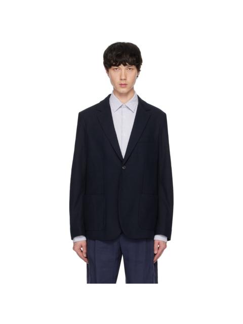 Sunspel Navy Piqué Unstructured Blazer
