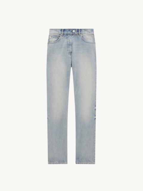 courrèges DIRTY BLUE DENIM STRAP PANTS