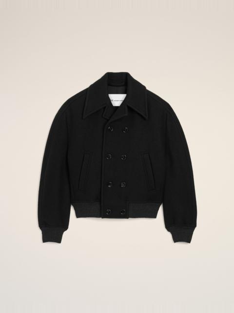 AMI Paris SHORT BLACK DOUBLE BREASTED WOOL BOMBER