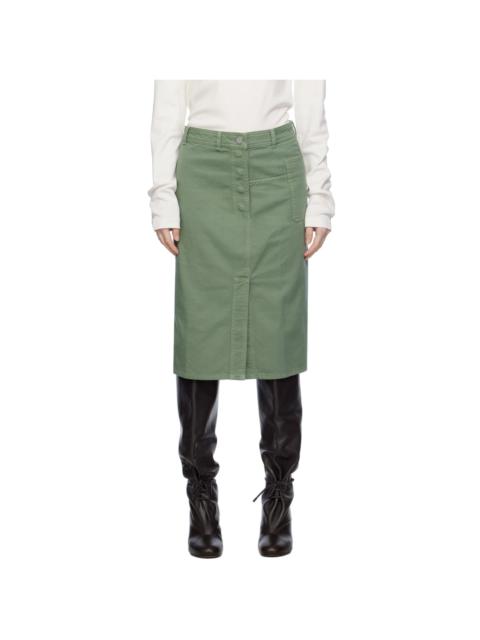 Lemaire Green Straight Denim Miniskirt