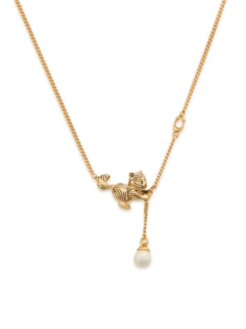 COACH Coach Cat and Pearl Pendant Necklace