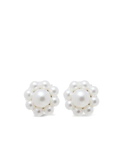 floral pearl stud earrings