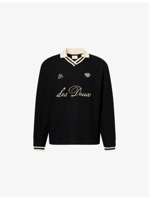 Les Deux Brand-Embroidered Waffle-Knit Cotton-Blend Football Jersey Jumper