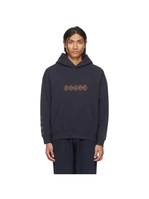 Universal Works Navy Printed Hoodie