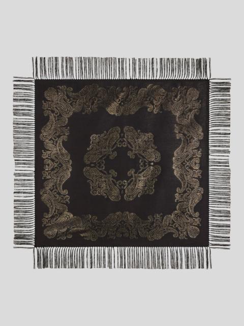 SILK-BLEND SCARF WITH METALLIC PAISLEY MOTIF