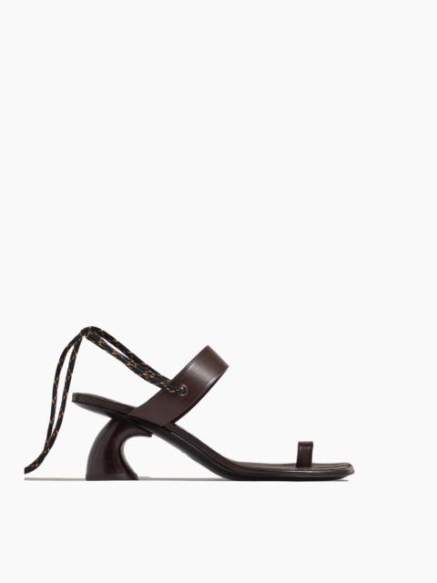 Ankle Tie Leather Sandal in Dark Brown