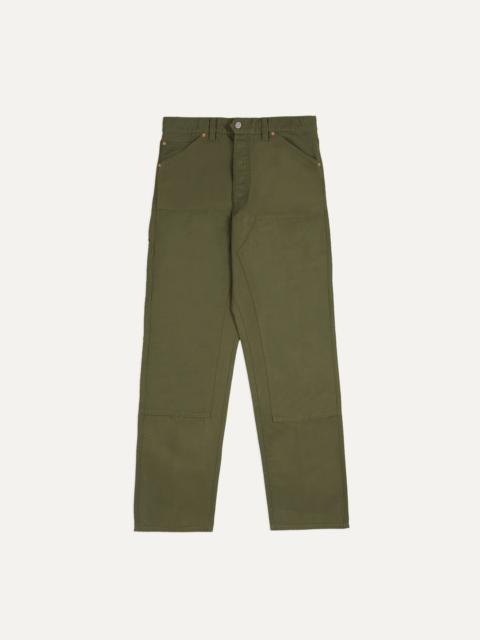 Drake's Olive Cotton Canvas Carpenter Pant