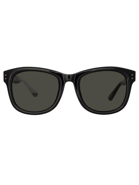EDSON D-FRAME SUNGLASSES IN BLACK AND NICKEL