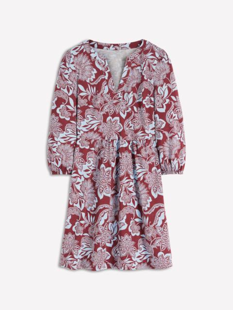 BODEN Cathy Notch Neck Jersey Dress-Roasted Brown, Elegant Blossom