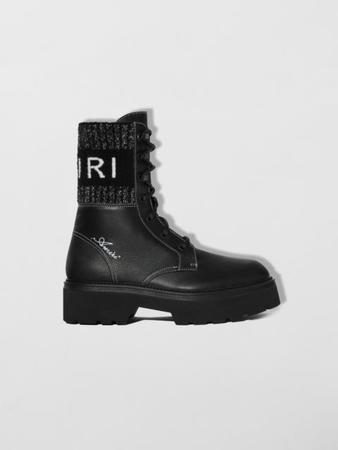 KNIT LOGO COLLAR COMBAT BOOT