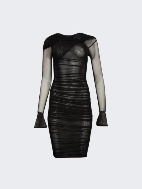 MUGLER Off The Shoulder Ruched Dress Black