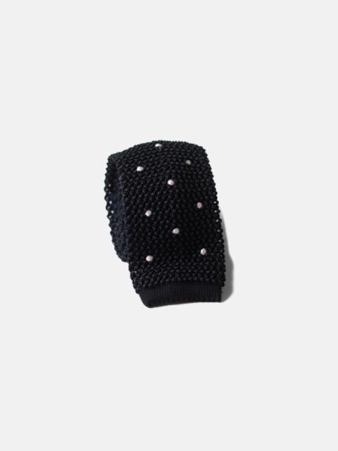 J. PRESS MADE-IN-ITALY NAVY & WHITE DOT SILK KNIT TIE