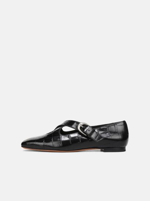 Vince Cici Croc-Embossed Leather Flat