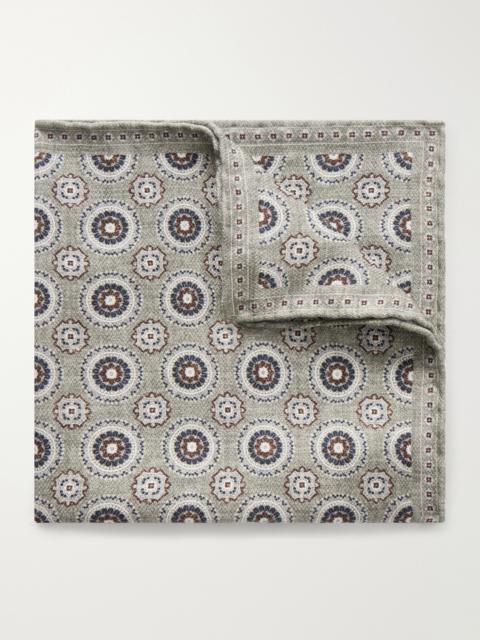 Brunello Cucinelli Printed Silk Pocket Square