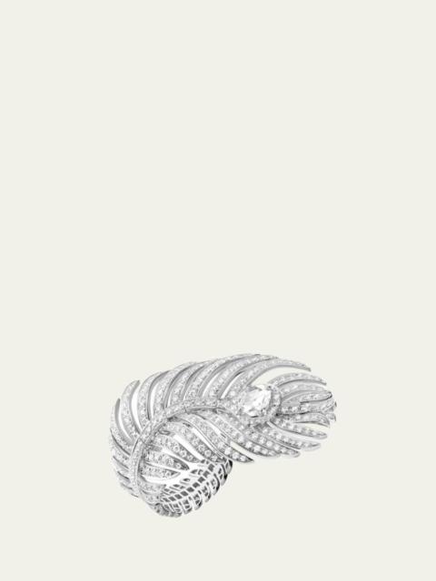 Boucheron Plume de Paon 18K White Gold Diamond Large Ring
