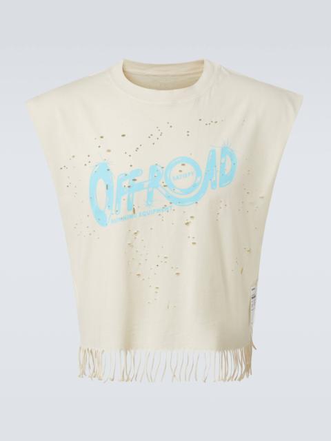 SATISFY MothTech fringed cotton jersey top
