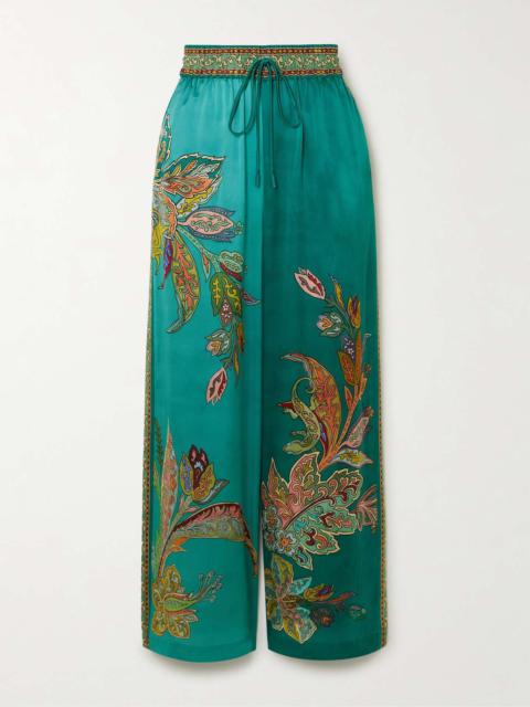 ALÉMAIS Franca printed silk-satin wide-leg pants