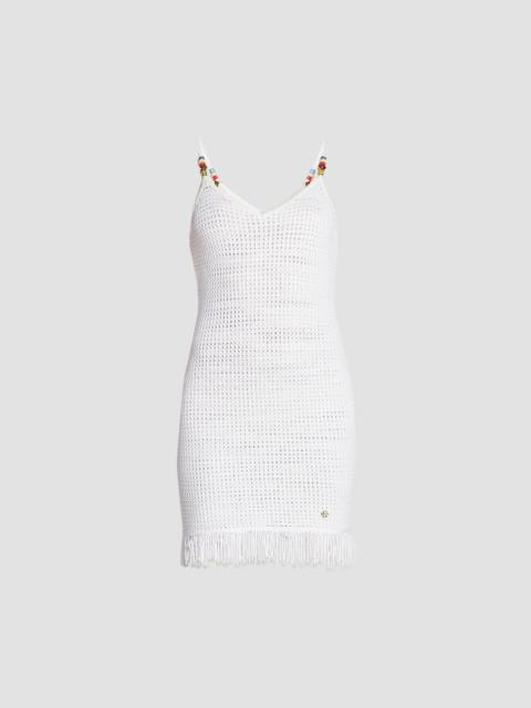 CASABLANCA Women's Perforated Cotton-Blend Knit Fringe Minidress - White