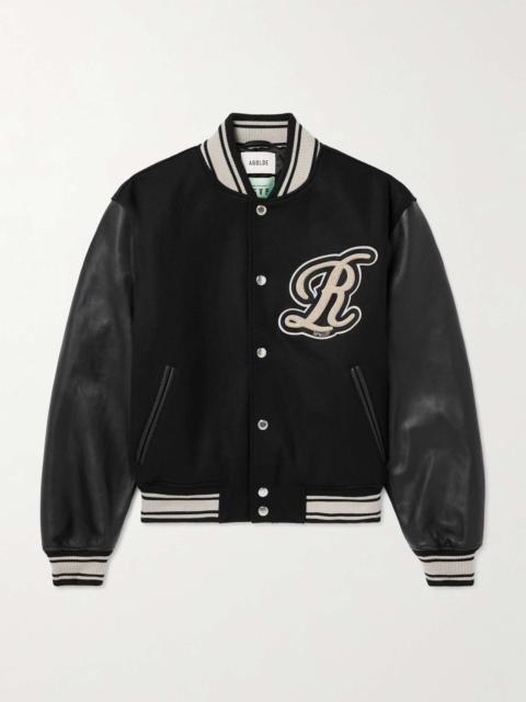 AGOLDE + RSVP GALLERY Logo-Appliquéd Leather-Trimmed Wool-Blend Felt Varsity Jacket
