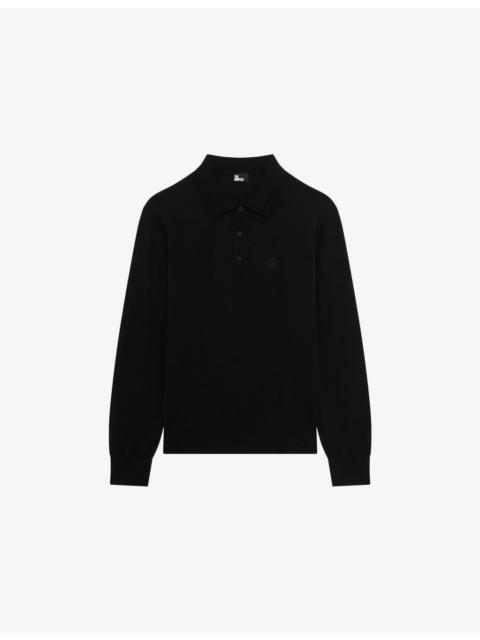 The Kooples Logo-Embroidered Polo-Collar Wool Jumper