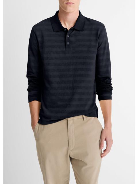 Vince Jacquard-Stripe Cotton Long-Sleeve Polo Shirt