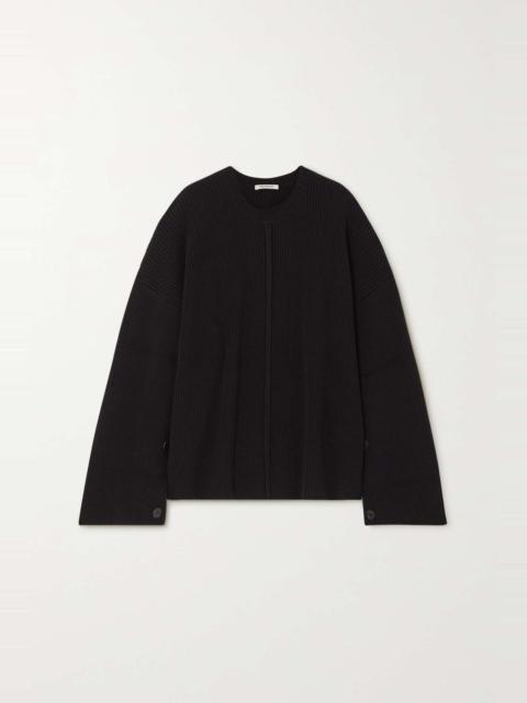 Button-detailed merino wool and cashmere-blend sweater