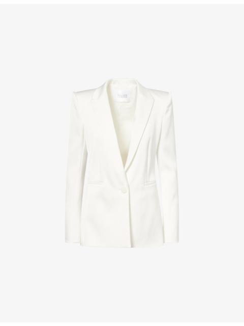 GALVAN Notch-Lapel Sculpted Satin Blazer