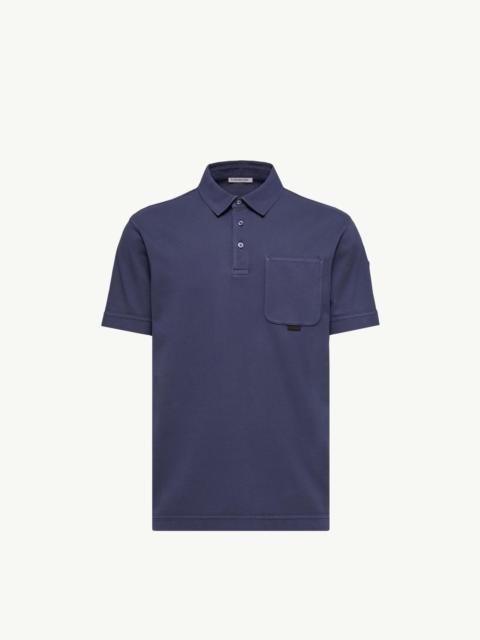 Moncler Leather Logo Cotton Piquet Polo Shirt