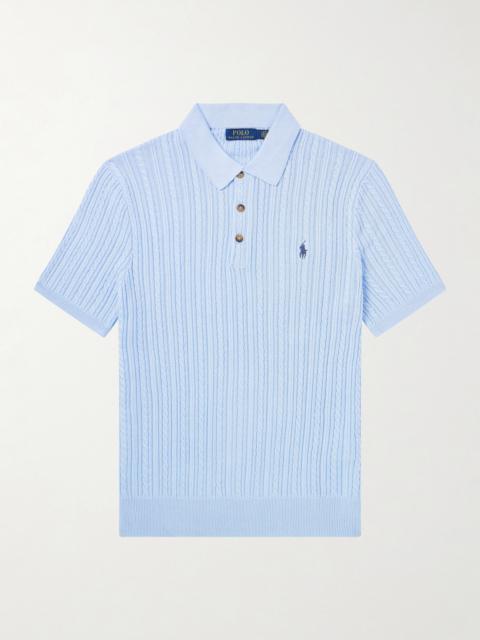 Polo Ralph Lauren Logo-Embroidered Cable-Knit Cotton Polo Shirt