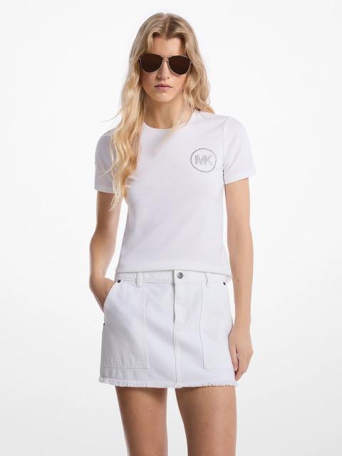 MICHAEL KORS Embellished Logo Cotton Blend T-Shirt