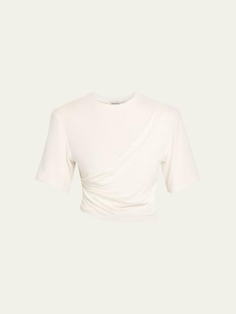 SIMKHAI Rowley Gathered Short-Sleeve Tee
