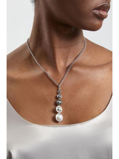 KAREN MILLEN Logo Pearl Pendant Necklace