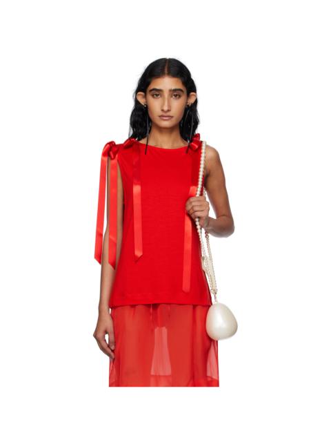 Simone Rocha Red Bow Ribbon Tail Tank Top