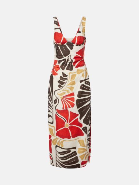 sir breeze striped ruched mesh midi dress Sir. Breeze Striped Ruched Mesh Midi Dress In Multicoloured - 30% Off