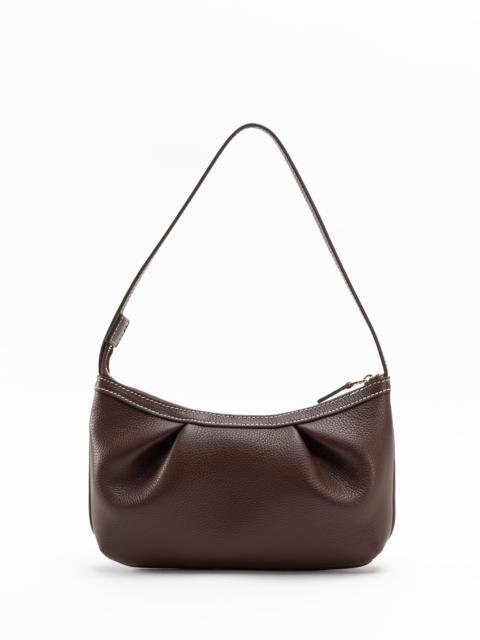 Elleme Dimple Pochette Pebbled Leather Dark Brown/White Stiches