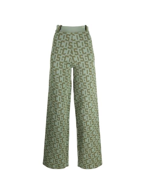 monogram high-waisted knit trousers