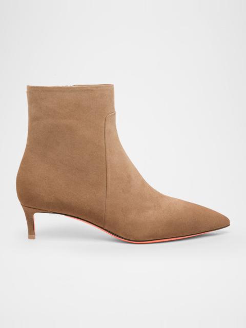 Santoni Suede Kitten Heel Ankle Booties